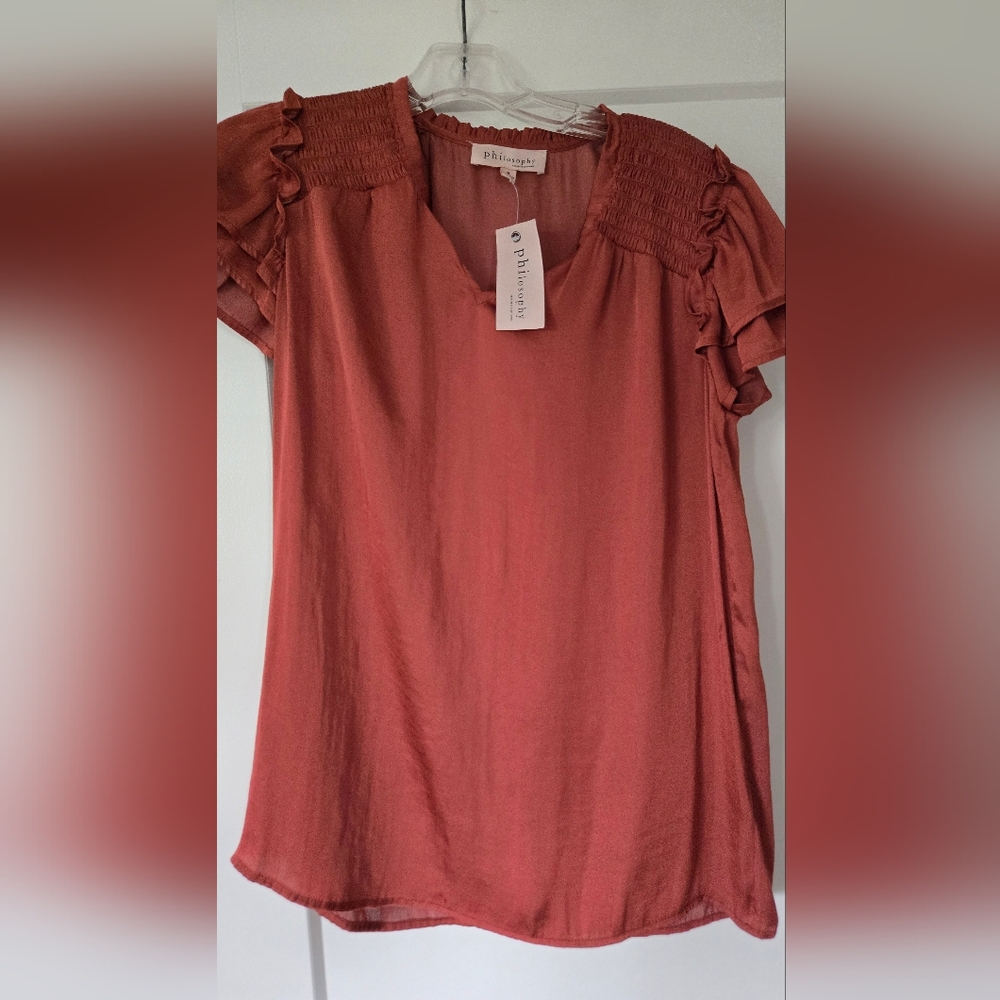 Philosophy Women's Rust Ruffle Blouse